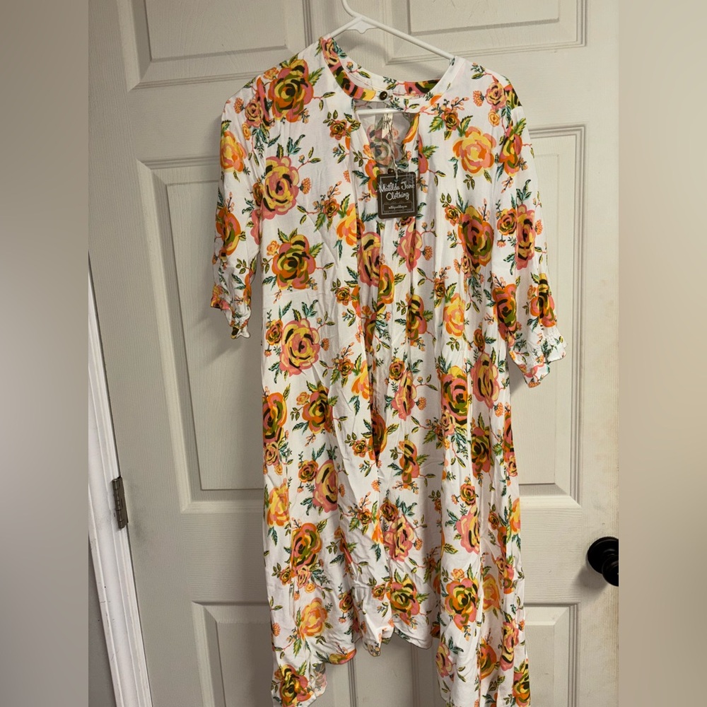 Matilda Jane Cream Sundress with Flutter Sleeves and V-Neck